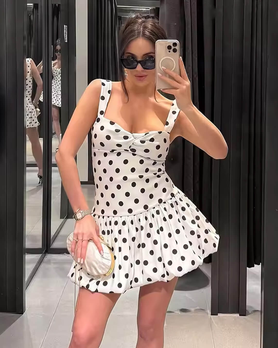 Vestido mini balão com bolinhas Cassy