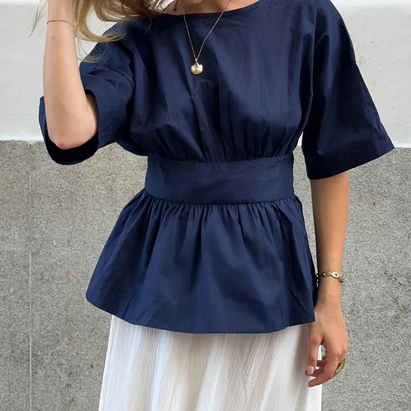 Blusa Cecile com folhos e costas descobertas