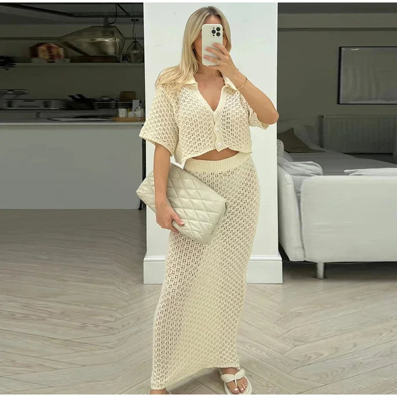 Conjunto elegante de croché Celeste