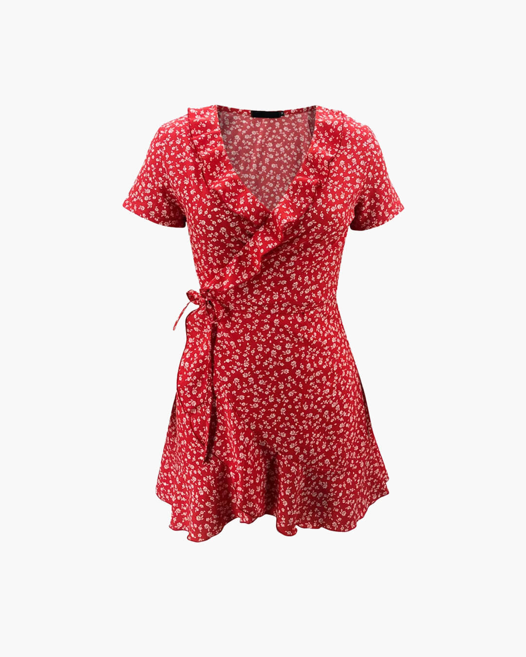 Vestido mini Celeste evasé com decote em V e padrão floral