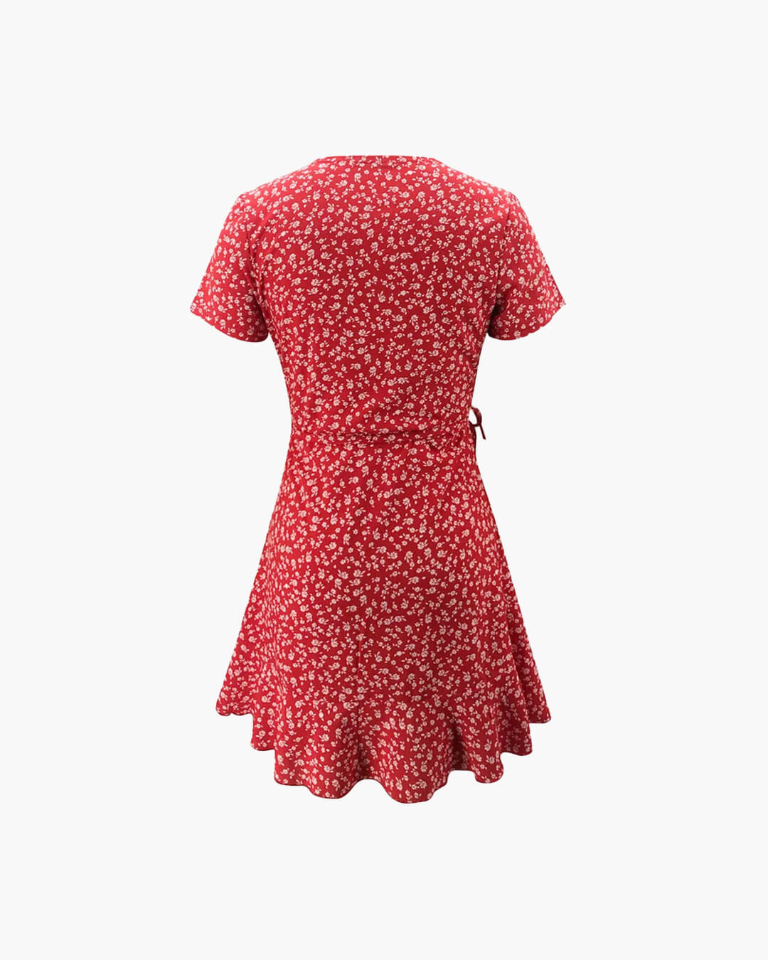 Vestido mini Celeste evasé com decote em V e padrão floral