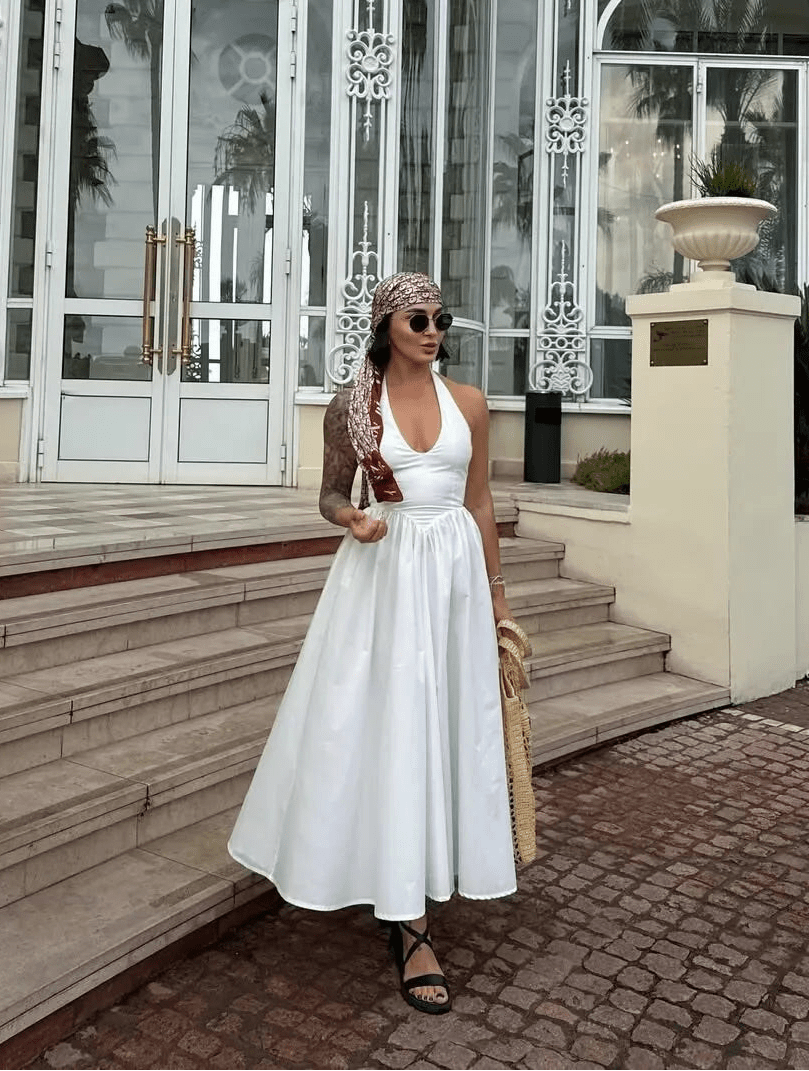 Vestido midi halter Celeste