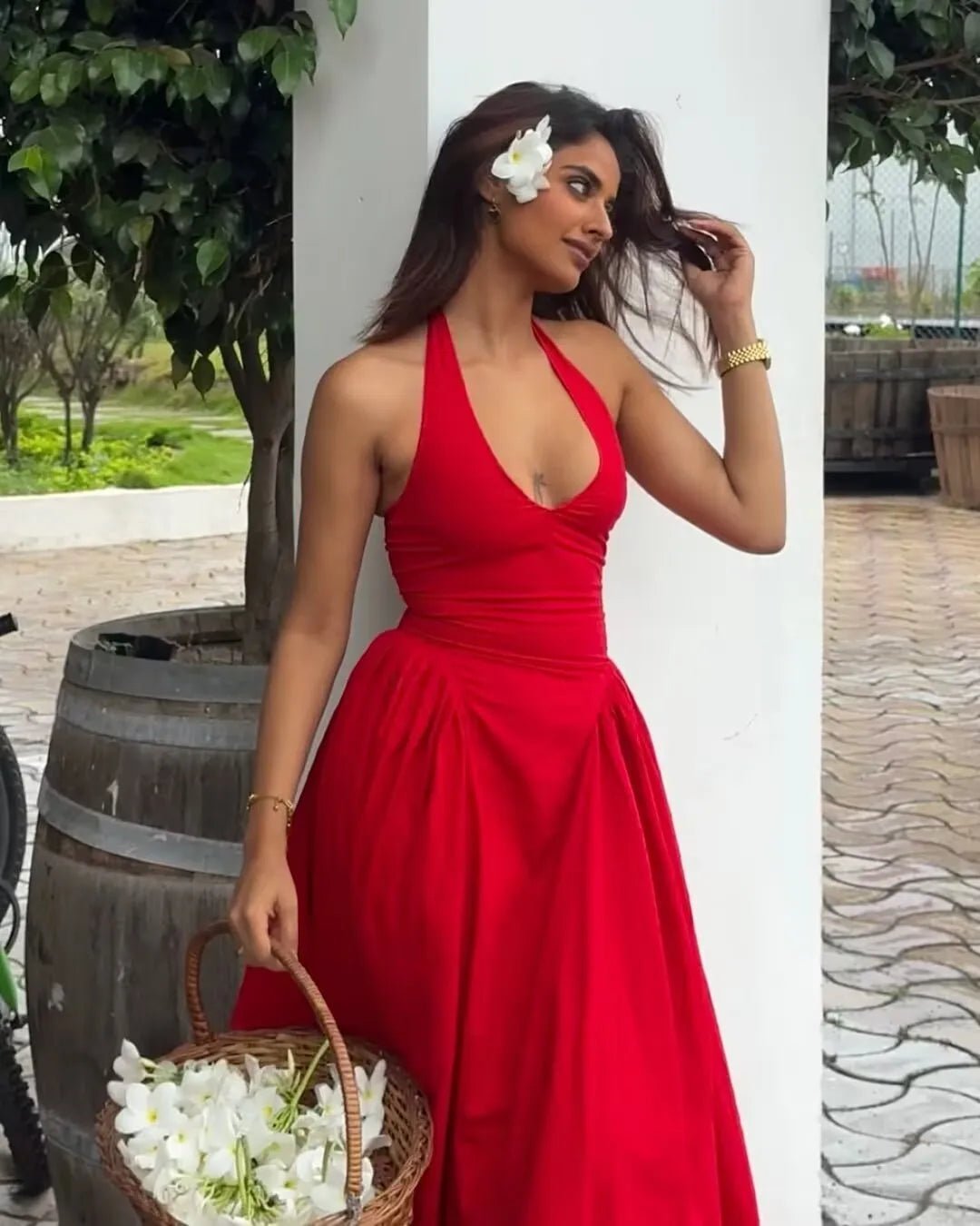 Vestido midi halter Celeste