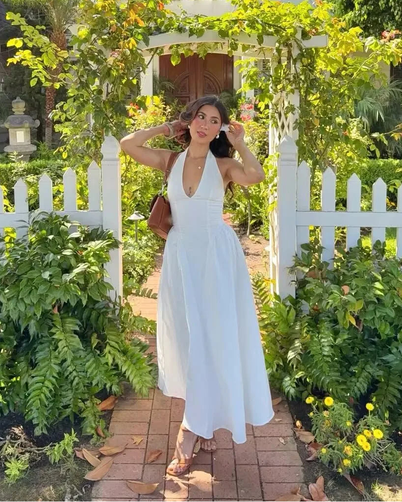 Vestido midi halter Celeste