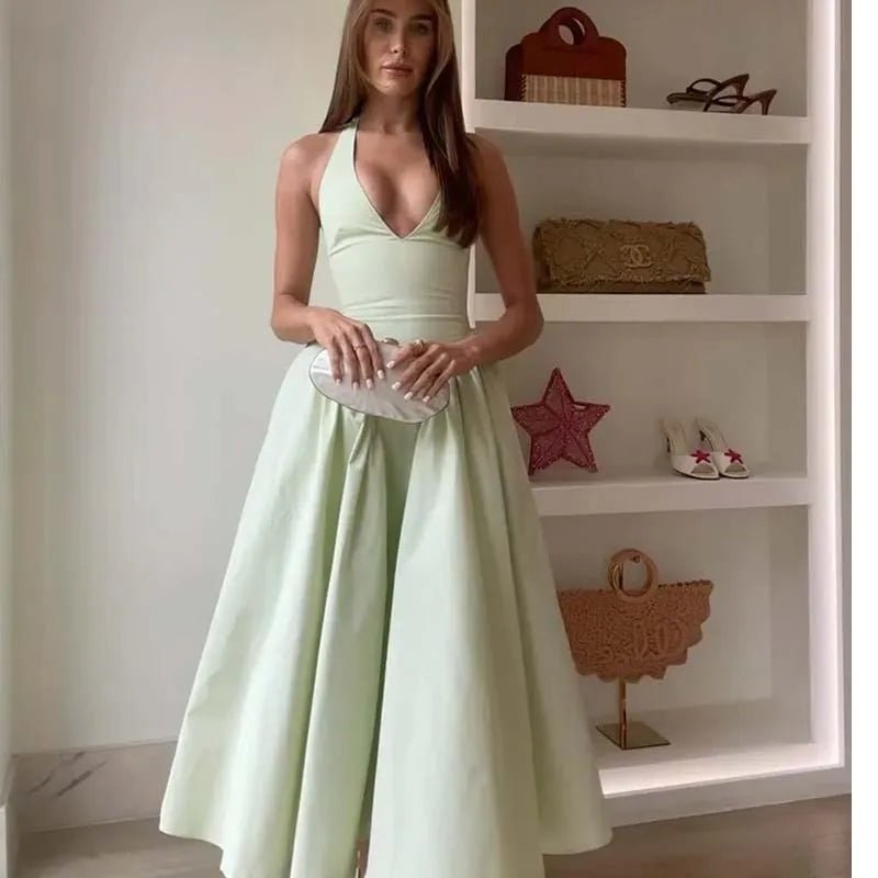 Vestido midi halter Celeste
