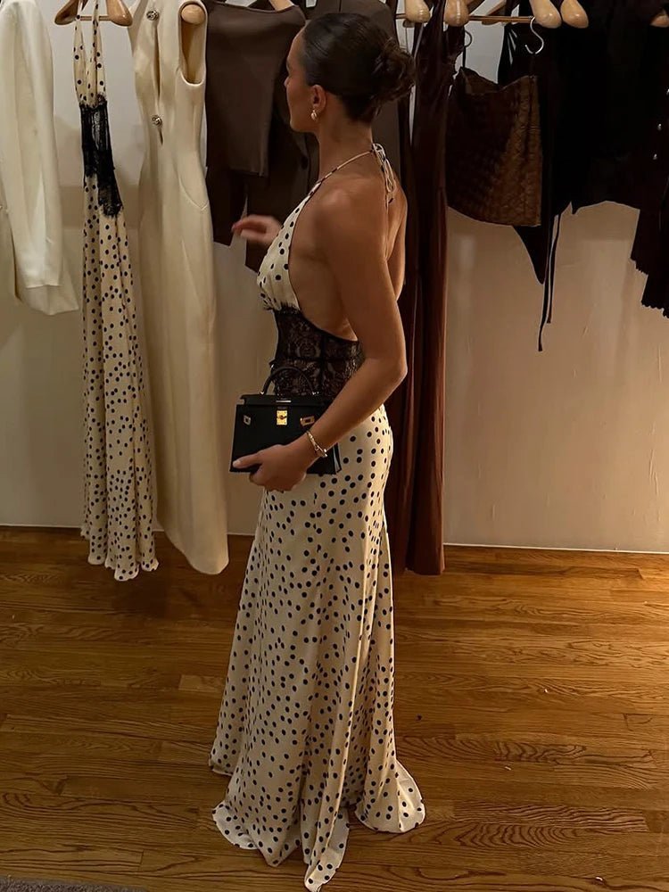 Vestido maxi cai-cai com padrão de bolinhas Celeste
