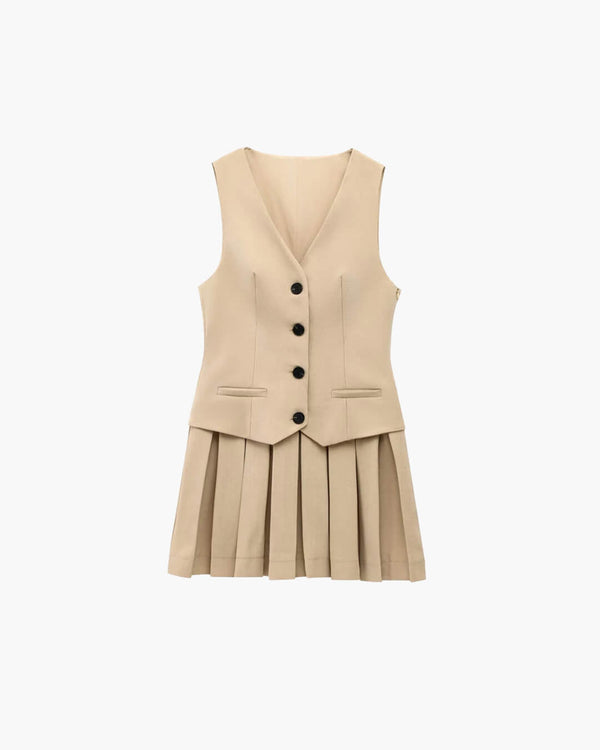 Mini vestido plissado sem mangas Cheryl