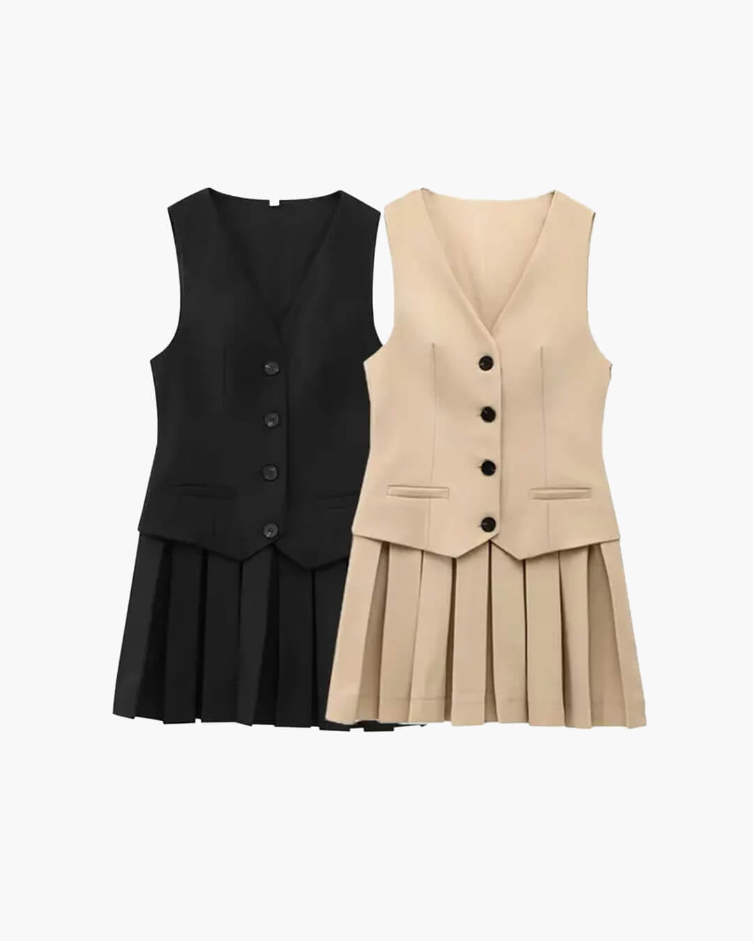 Mini vestido plissado sem mangas Cheryl