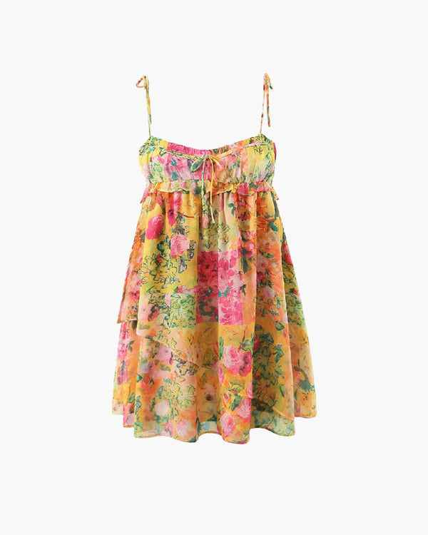 Vestido curto floral multicolor Clara