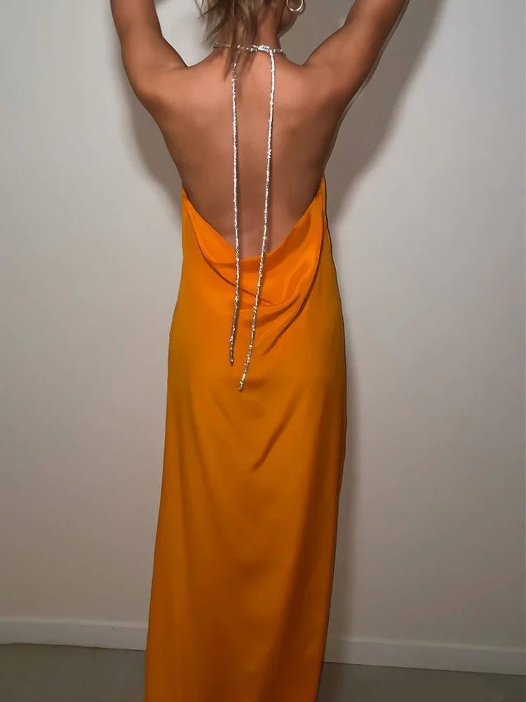 Vestido comprido cai-cai com lantejoulas Claudia