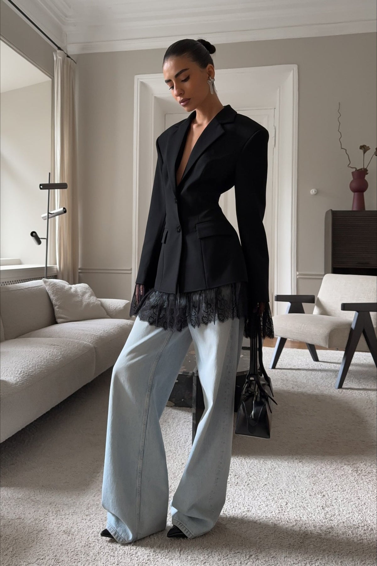Blazer com acabamento de renda Colbie