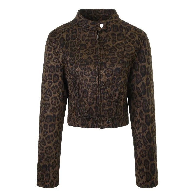 Casaco curto com padrão de leopardo Coral