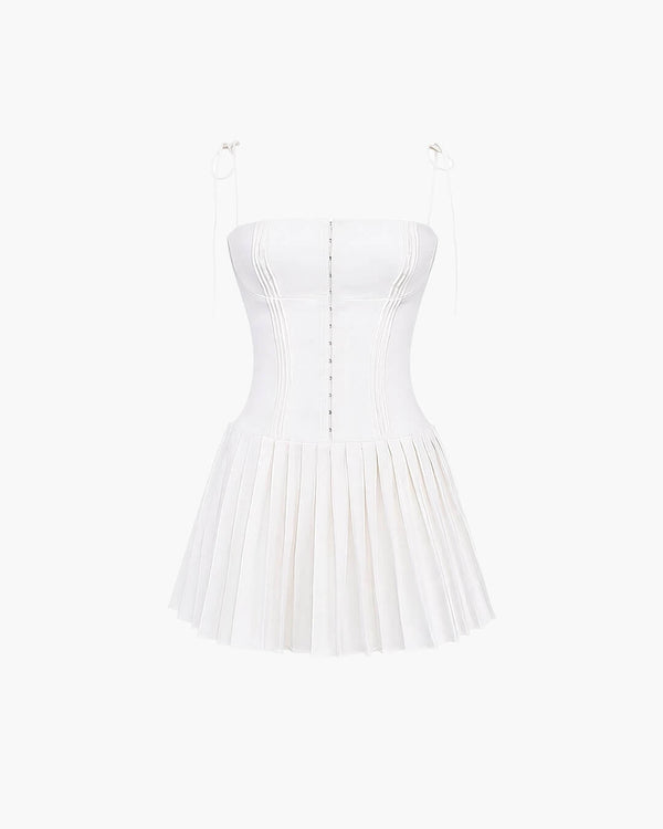 Vestido curto plissado Coreen