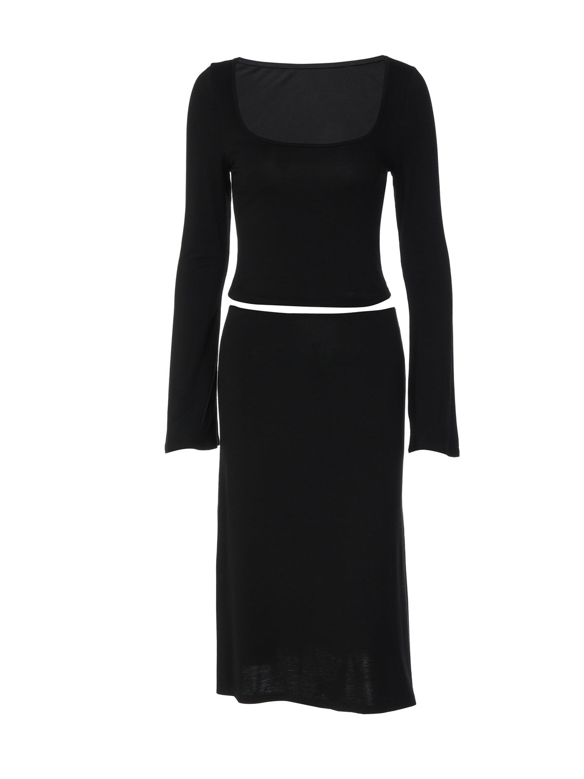 Conjunto de top com decote em U e saia Kaia
