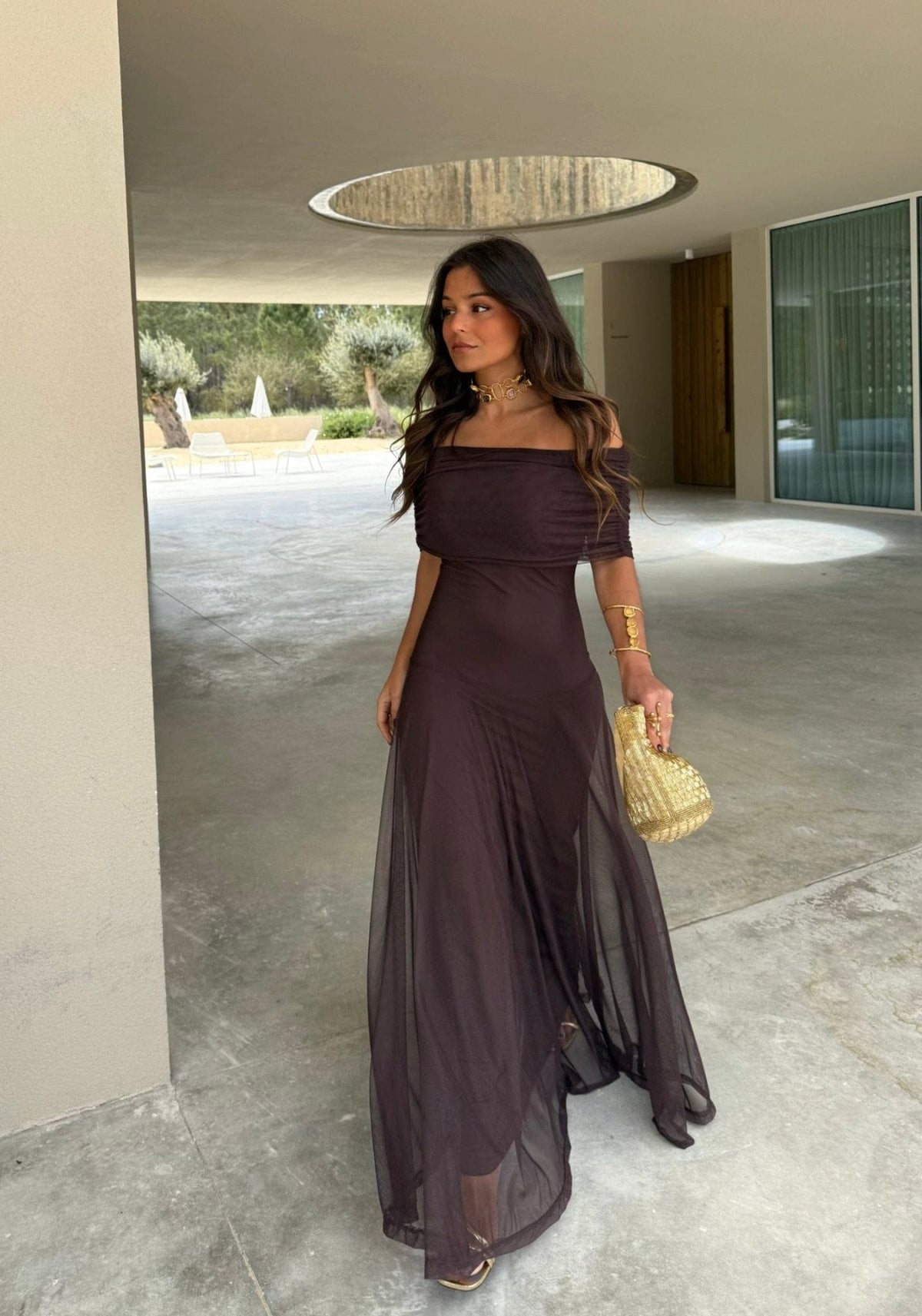 Vestido maxi de malha Daniella