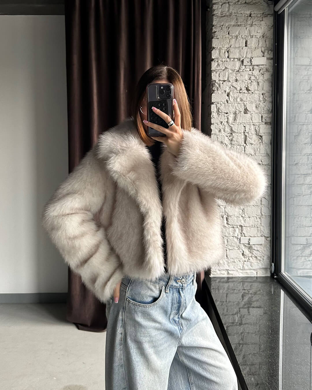 Darcy Cropped Faux Fur Jacket