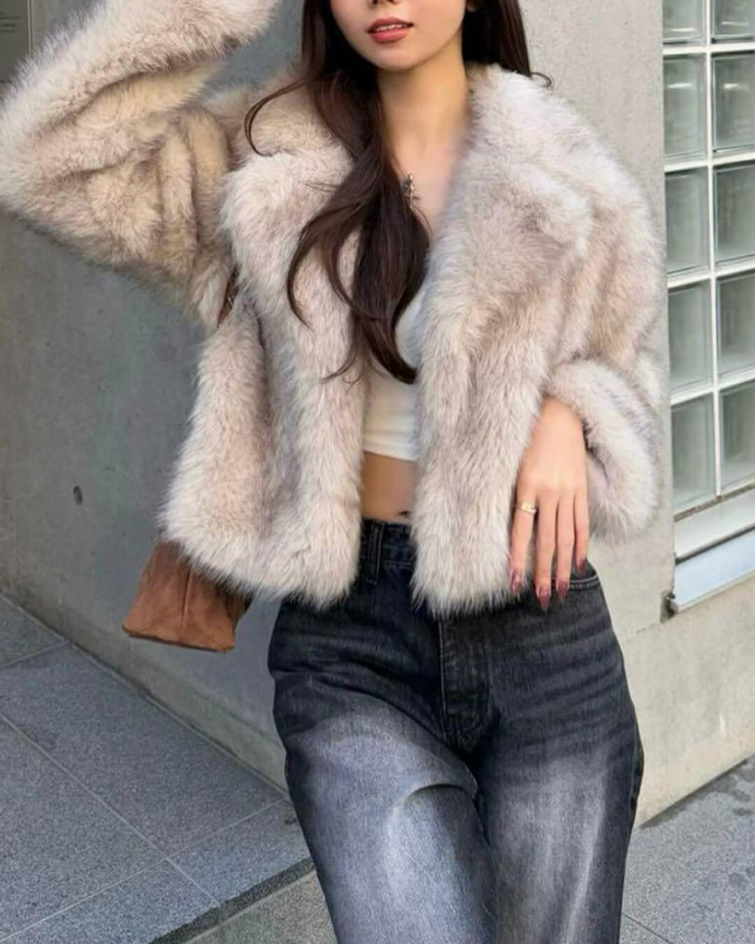Darcy Cropped Faux Fur Jacket