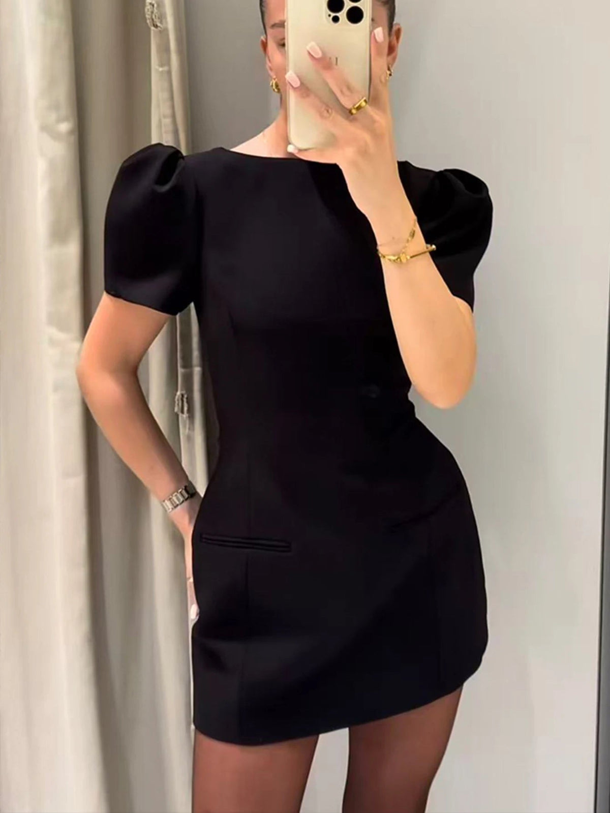 Vestido mini com mangas balão Darcy