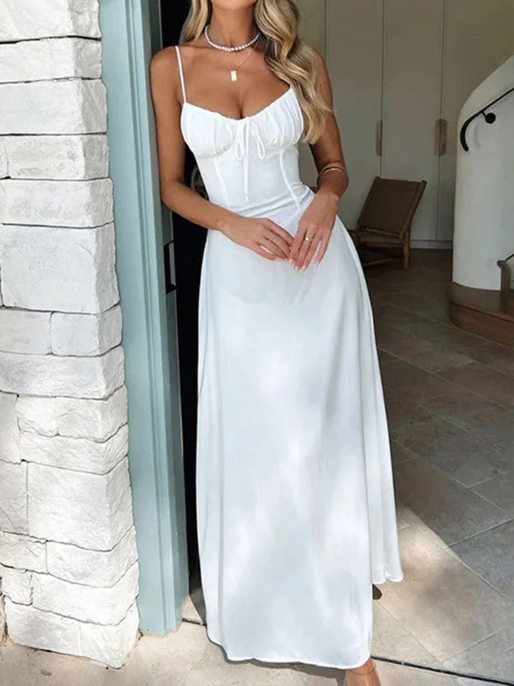 Vestido midi Debra com bainha de folhos e acabamento em renda