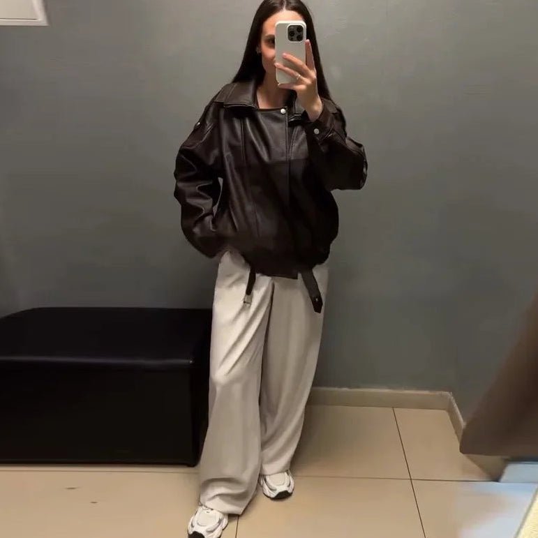 Blusão de pele com cinto Denise