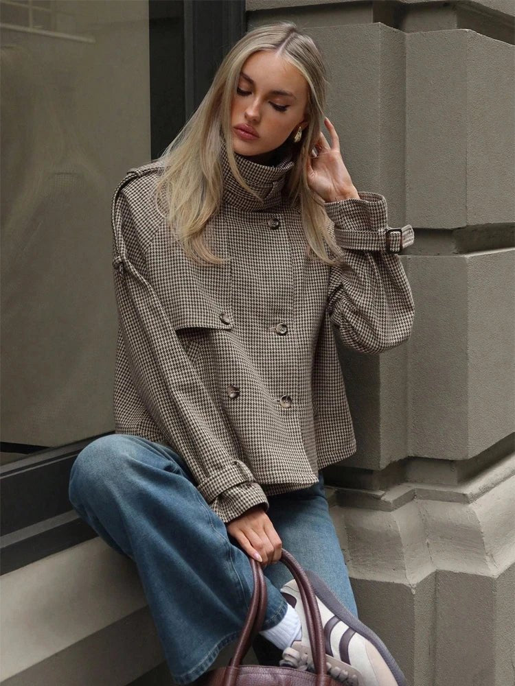 Denise Houndstooth Plaid Jacket