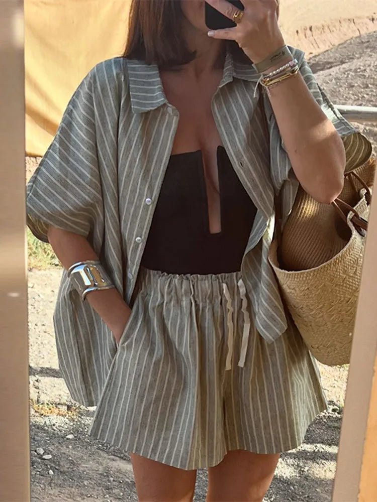 Conjunto de calções às riscas Denise