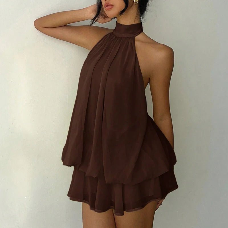Vestido mini Eden cai-cai, com costas descobertas