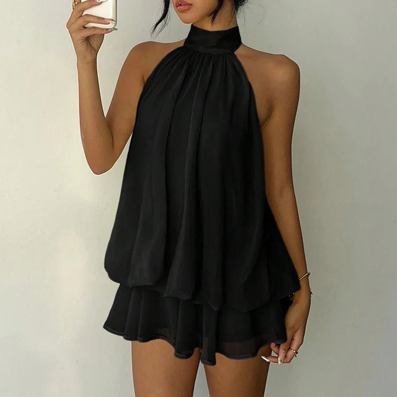 Vestido mini Eden cai-cai, com costas descobertas