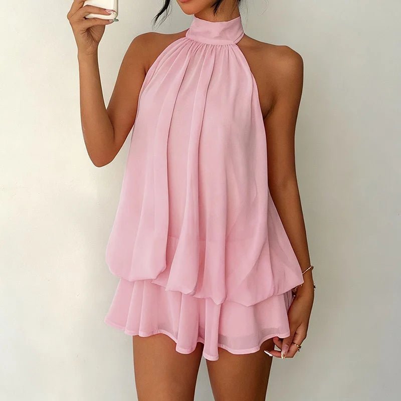 Vestido mini Eden cai-cai, com costas descobertas