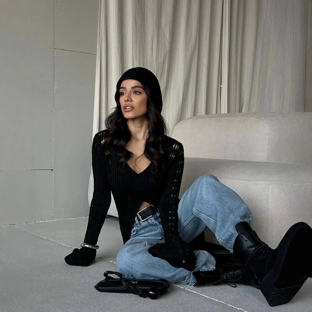 Casaco de malha Elena com aberturas