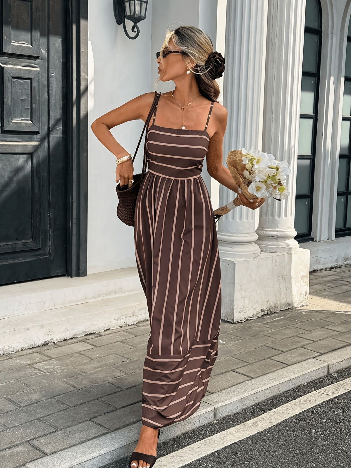 Elena Striped Linen Slip Dress