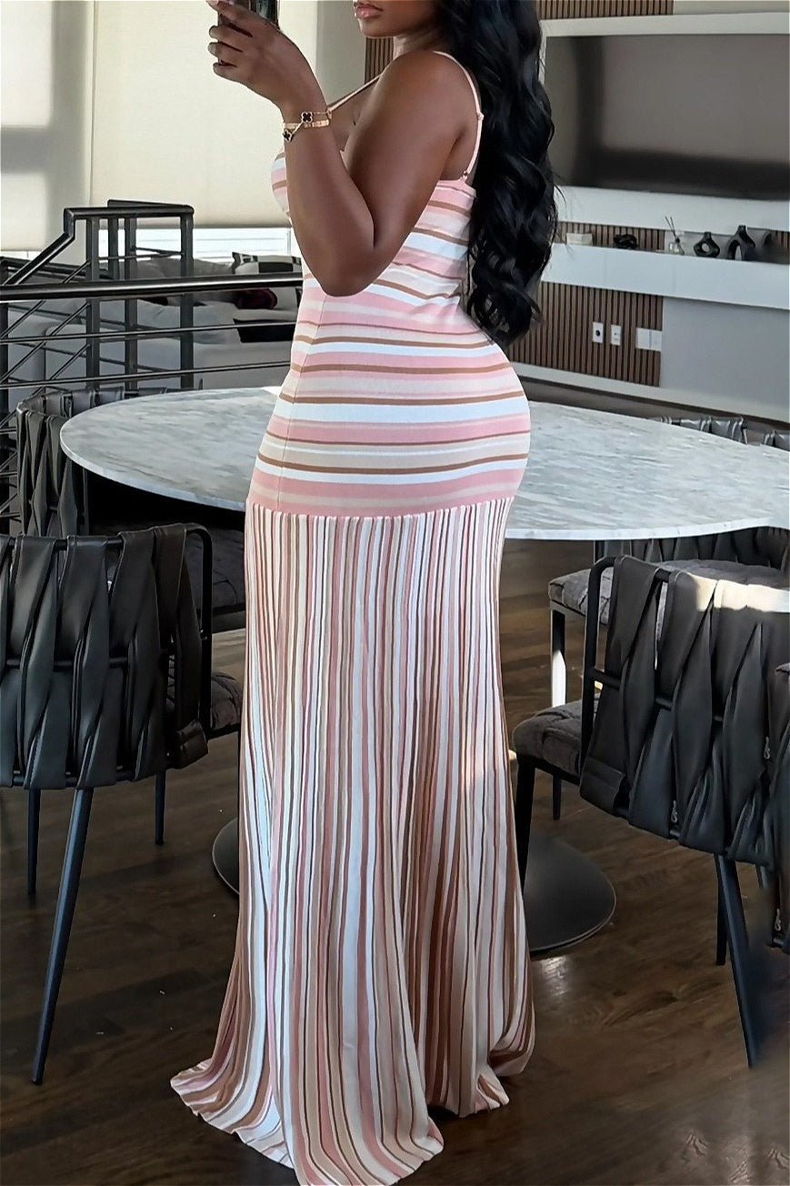 Vestido maxi Ellie com blocos de cor e costas descobertas