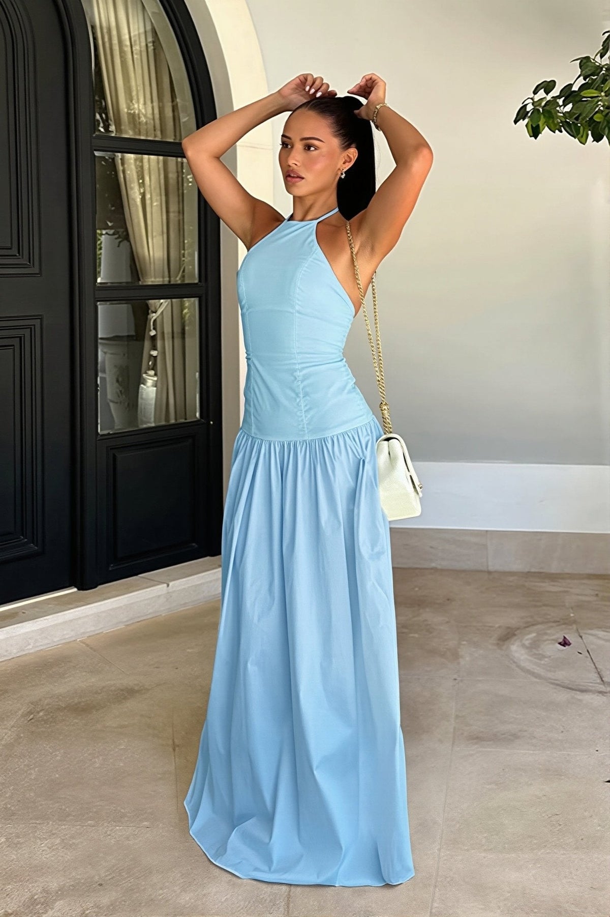 Vestido comprido justo Elsa sem costas