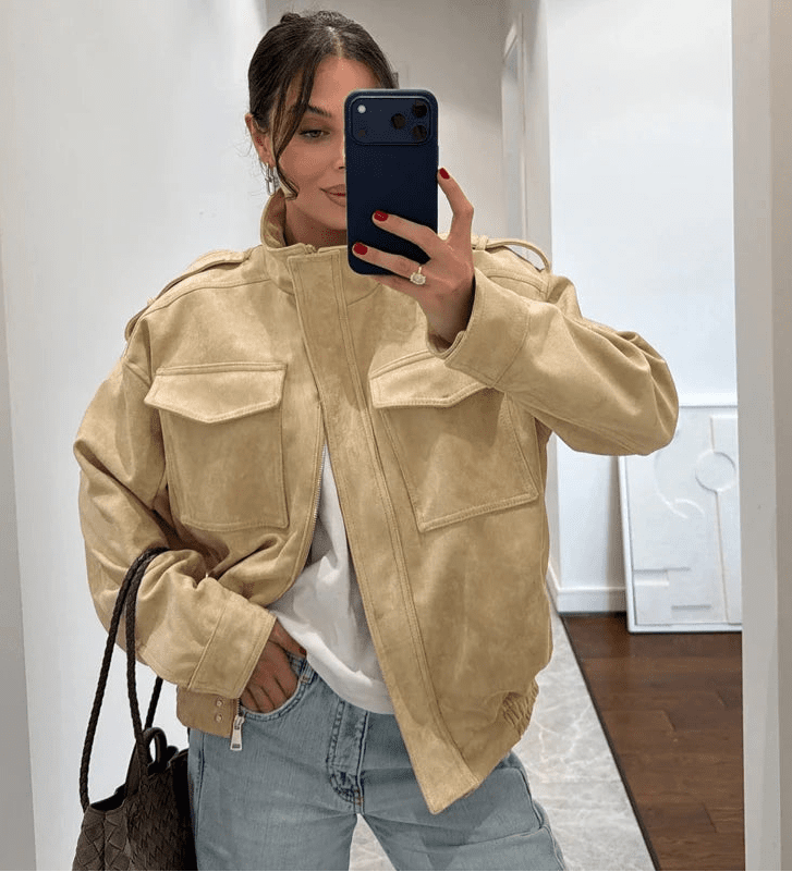 Blusão bomber de camurça Elyssa