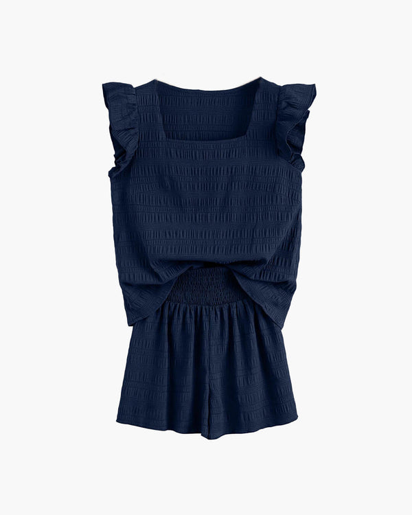 Conjunto de blusa e calções texturizados Emily