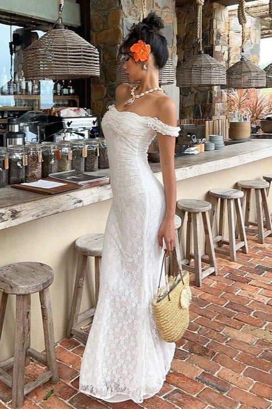 Vestido maxi de renda com alças finas Emma