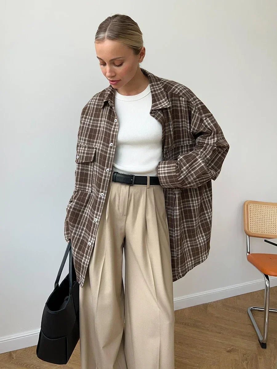 Blusa larga aos quadrados Emma