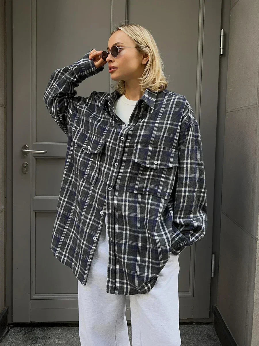 Blusa larga aos quadrados Emma