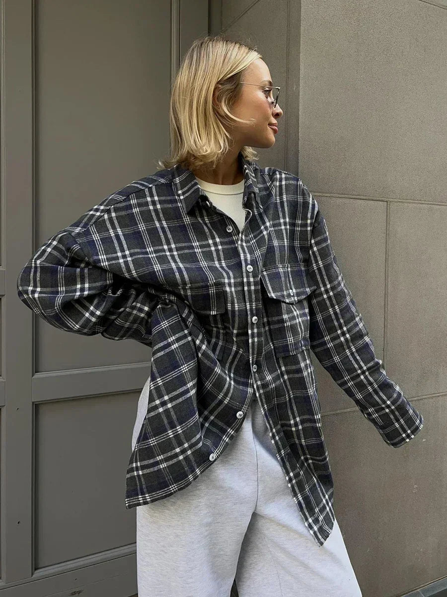 Blusa larga aos quadrados Emma