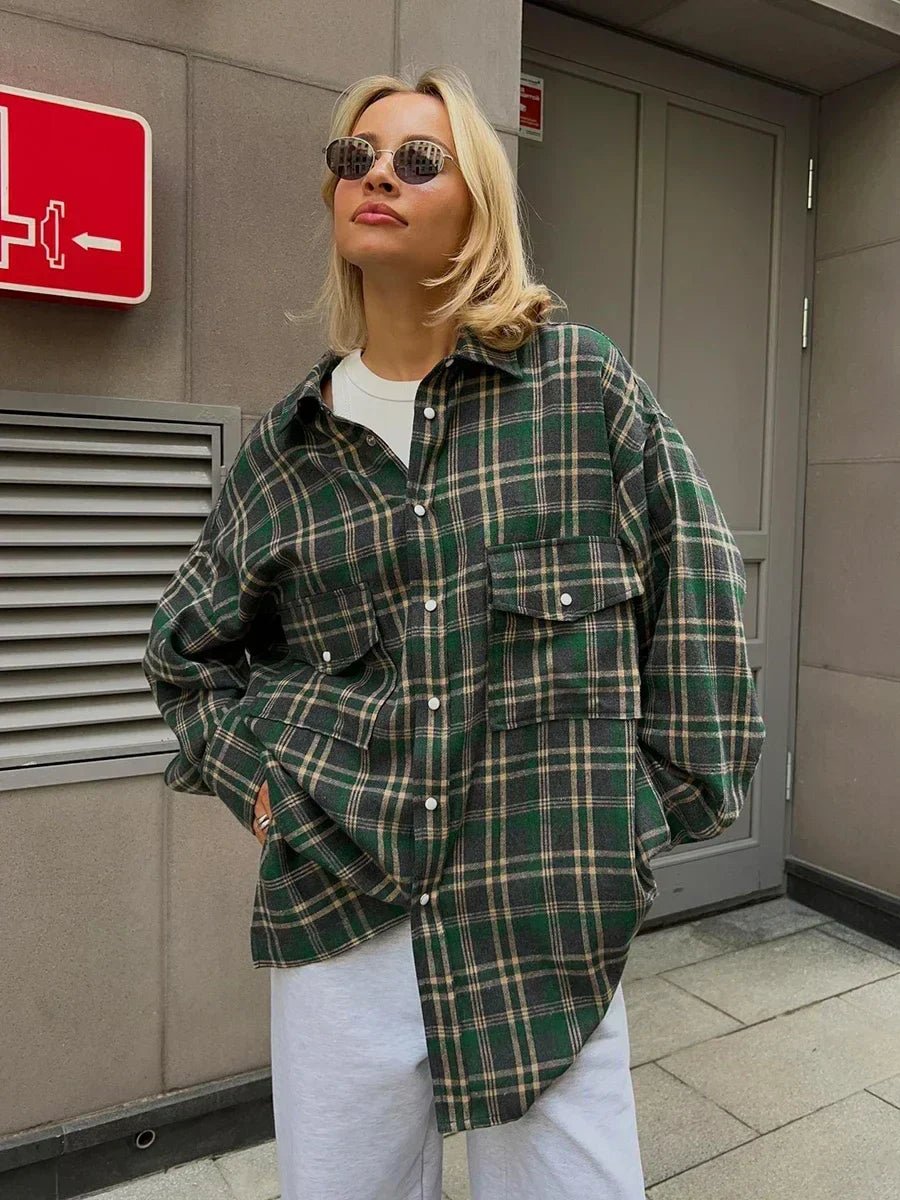 Blusa larga aos quadrados Emma