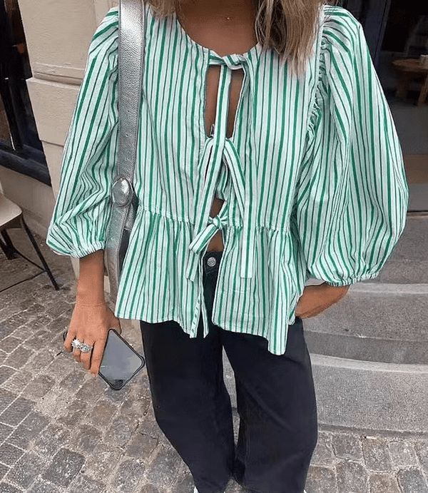 Emma Striped Puff Sleeve Blouse