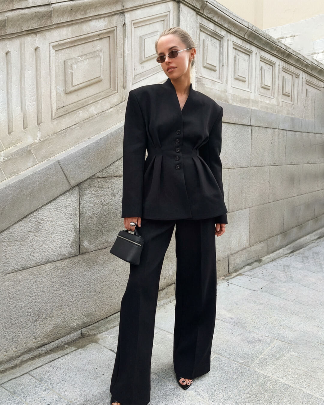 Blazer de decote em V com cintura franzida Empress