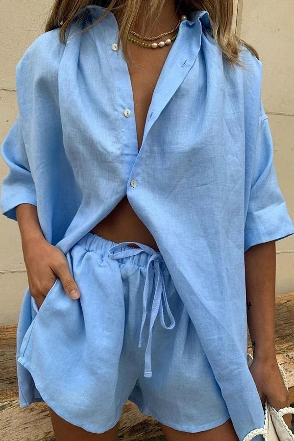 Conjunto Erica de blusa com botões e calções