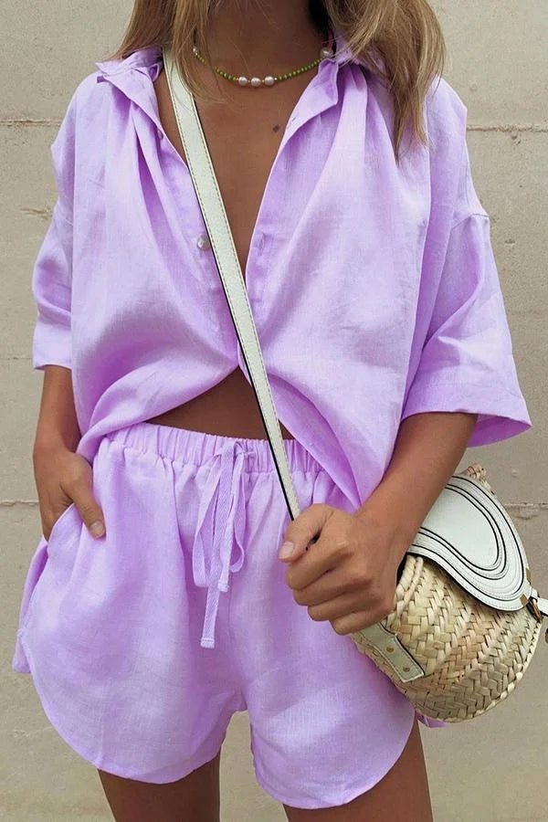 Conjunto Erica de blusa com botões e calções