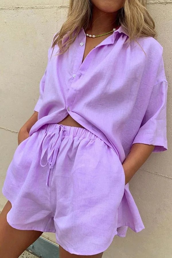 Conjunto Erica de blusa com botões e calções