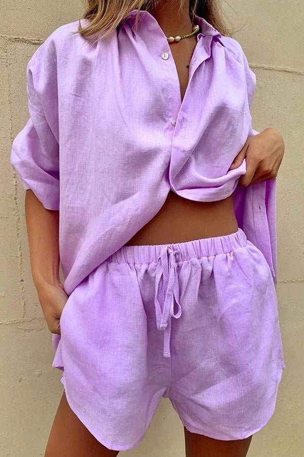 Conjunto Erica de blusa com botões e calções