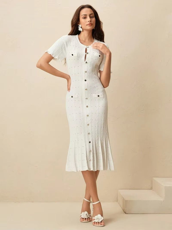 Beatrice Button-Front Knit Midi Dress