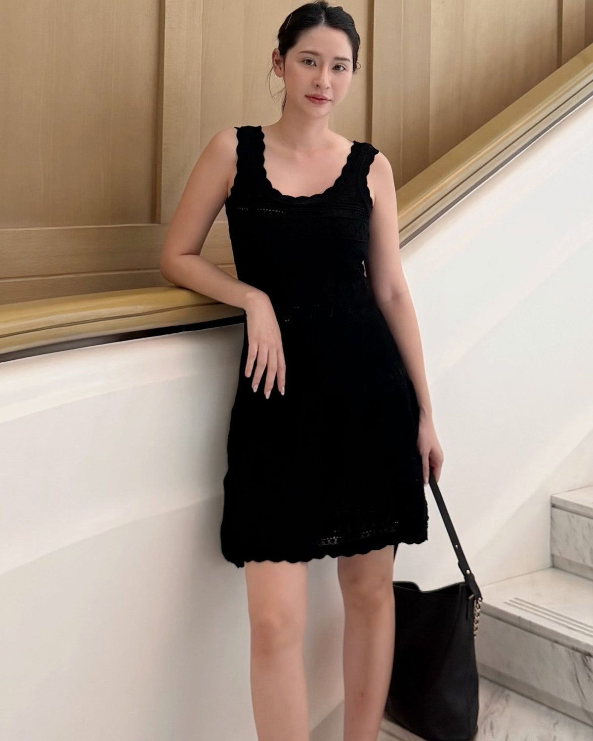 Vestido midi de malha com recortes Esther