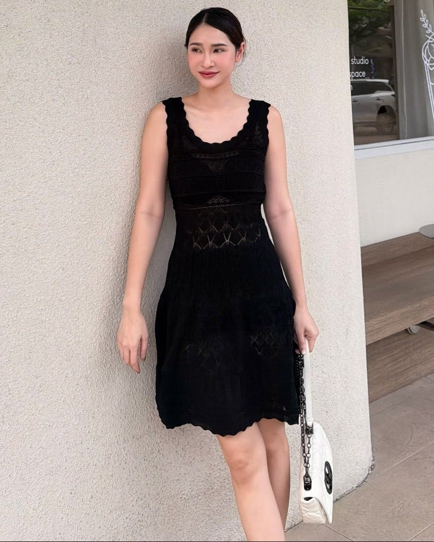 Vestido midi de malha com recortes Esther