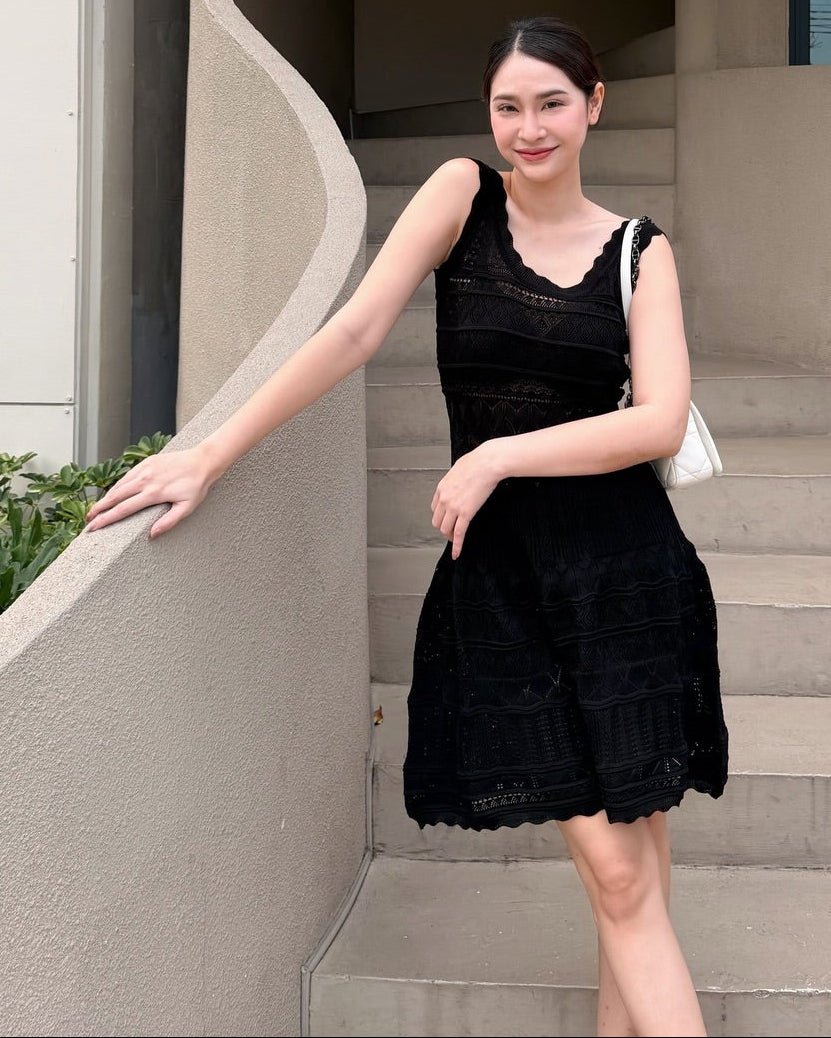 Vestido midi de malha com recortes Esther